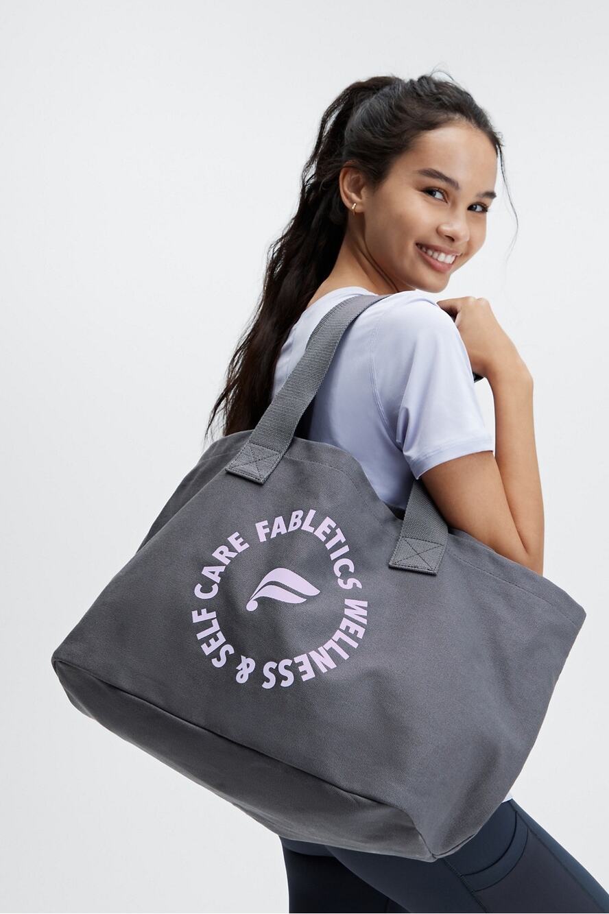 New Fabletics Oversized Tote Bag Pewter/Hazy Iris